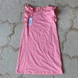 Vineyard Vines Girls Ruffle Sleeve Dress Stripe Sankaty L (14) NWT bright peach